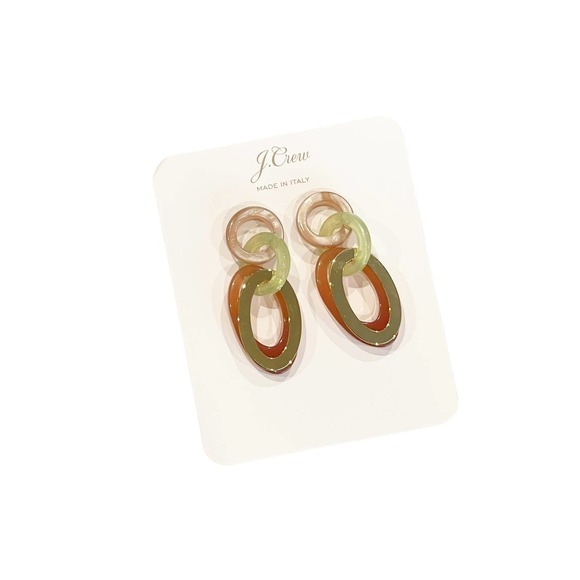 New J.Crew Made-in-Italy Acetate Interlocking Oval Dried Blossom Earrings - Picture 6 of 9